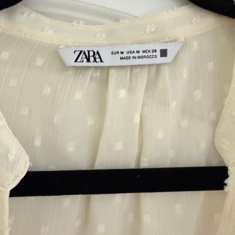 Zara Ivory Sheer Ruffled Blouse - Picture 2 of 2
